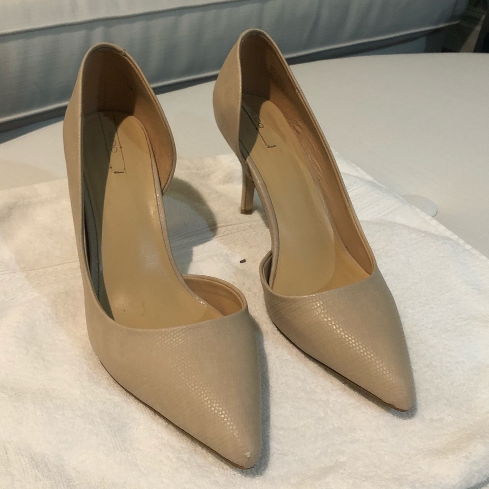 ALDO NUDE REPTILE PRINT HEEL